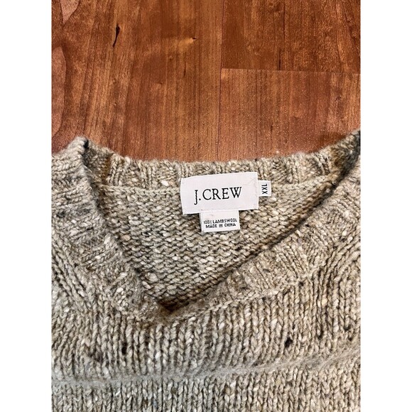Vintage J Crew Sweater Mens Green Wool Pullover Fisherman Green Crewneck XXL - Picture 3 of 4